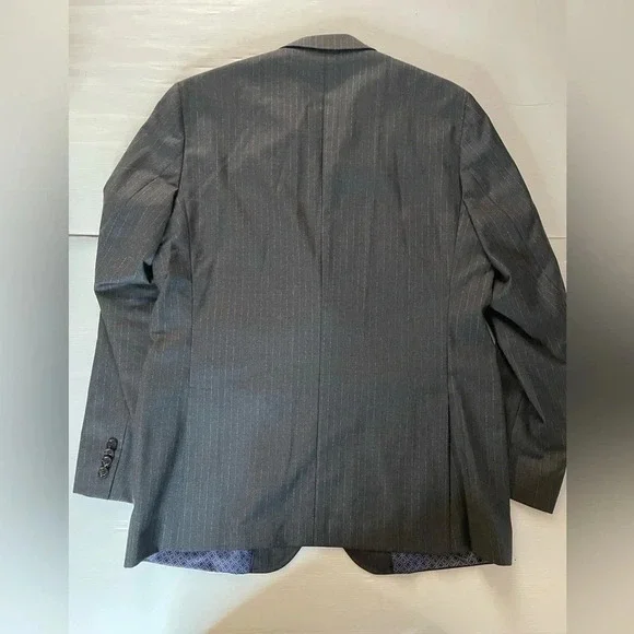 Ted Baker Endurance Wool Sports Coat Charcoal Gray With White Stripe Size 44L - Picture 9 of 10